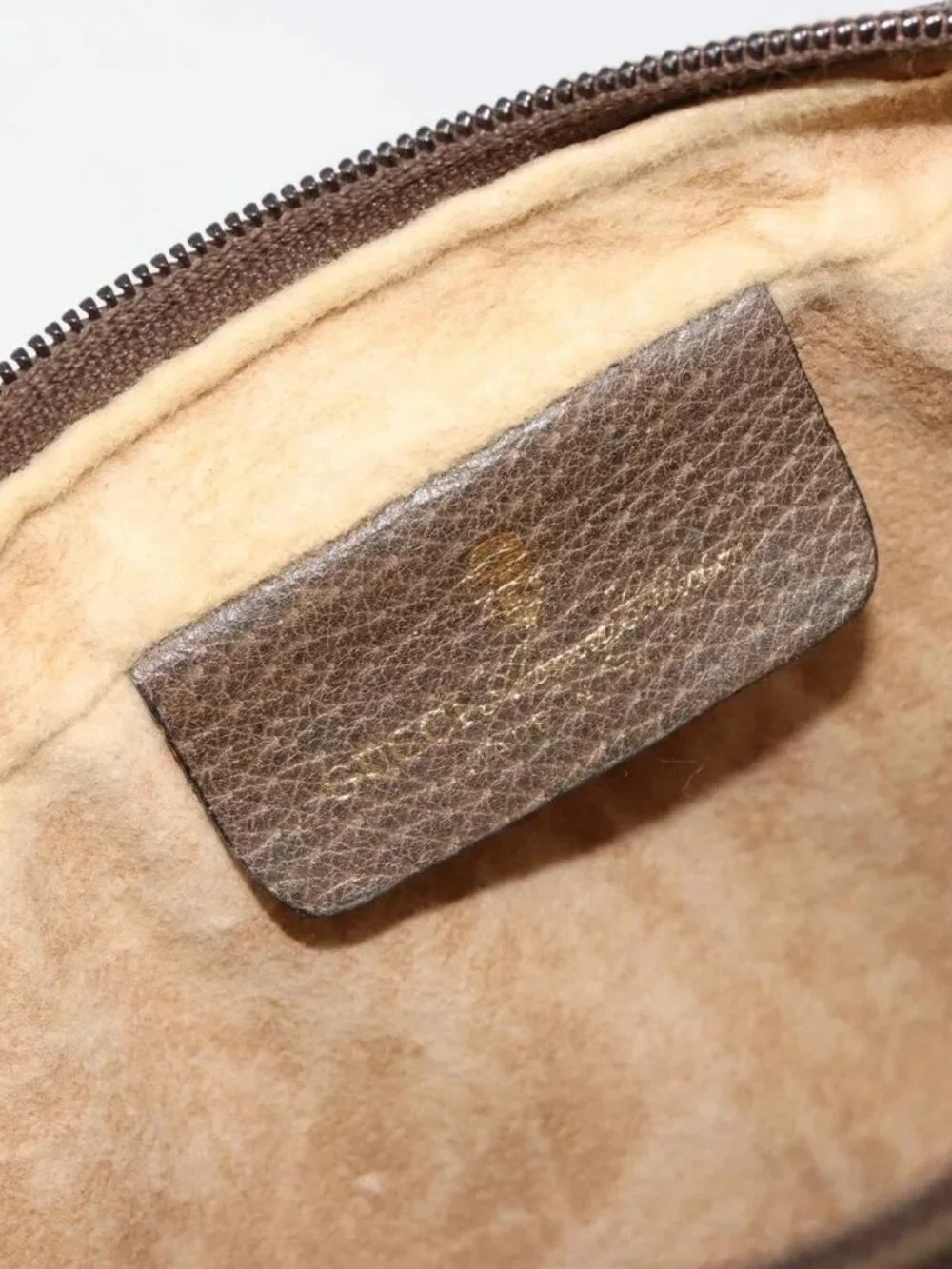 GUCCI GG Supreme Web Sherry Line Bag PVC Beige Gold 63 01 012 Auth BA13336